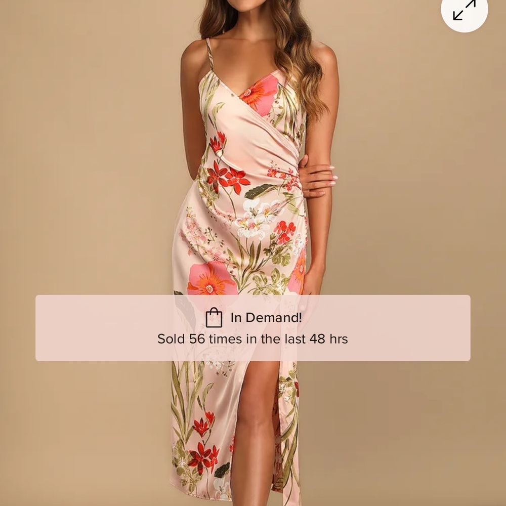 Lulu's Floral Wrap Dress in Pink and Red